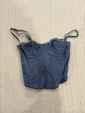 Lace Bustier Corset top in Dusty Blue